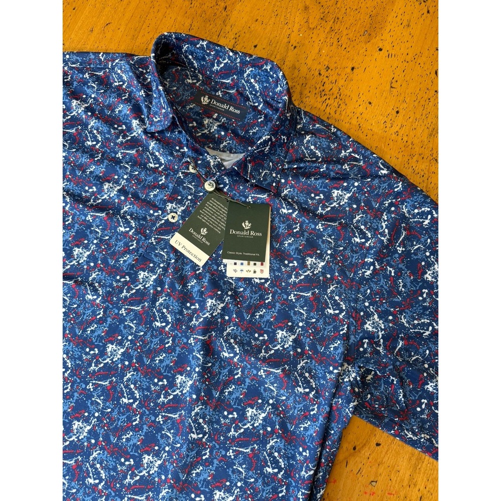 New‎ with tagsDonald Ross Mens Polo Shirt Medium Patriotic Paint Splatter All Op